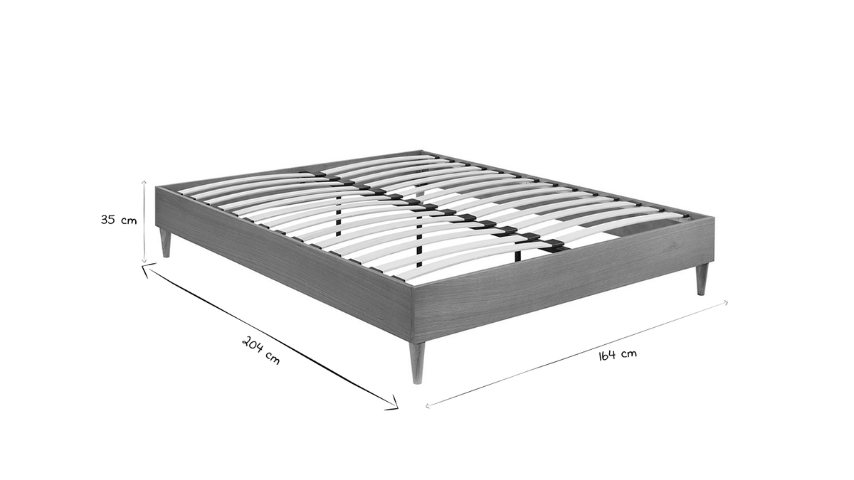 Bett fr Erwachsene 160 x 200 cm mit Bettkasten aus grauem Stoff AYO