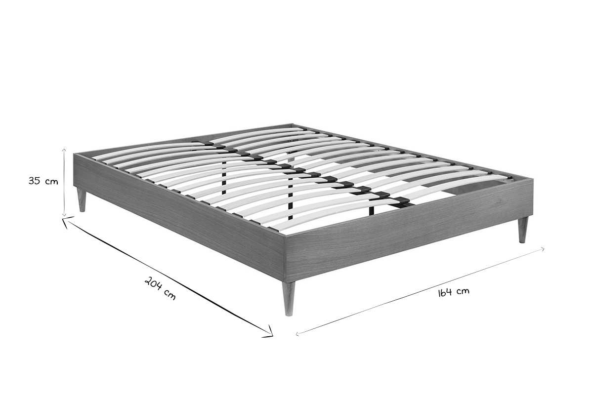 Bett fr Erwachsene 160 x 200 cm mit Bettkasten aus grauem Stoff AYO