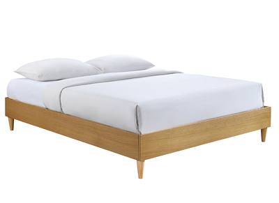 Bett für Erwachsene 160 x 200 cm mit Bettkasten aus hellem Holzfurnier AYO