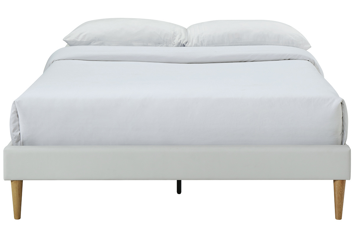 Bett fr Erwachsene 160 x 200 cm mit weiem Bettkasten und Holz AYO