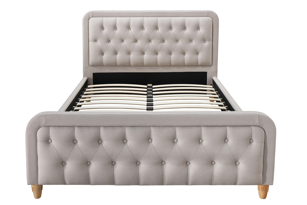 Bett gepolstert Stoff Beige 140 x 200 cm KRISTEN