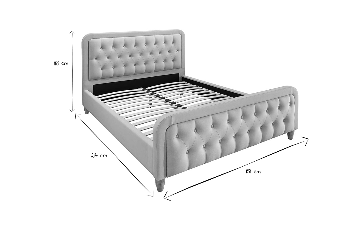 Bett gepolstert Stoff Beige 140 x 200 cm KRISTEN
