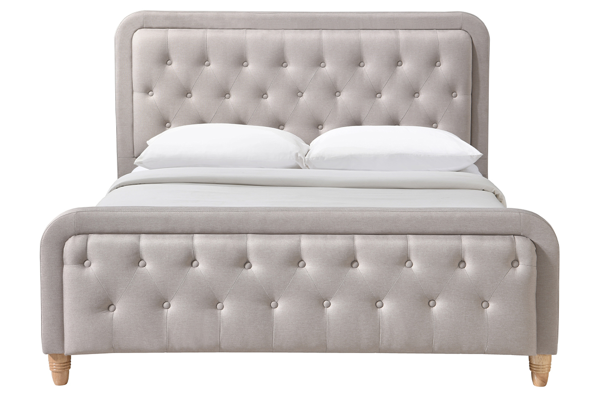 Bett gepolstert Stoff Beige 160 x 200 cm KRISTEN