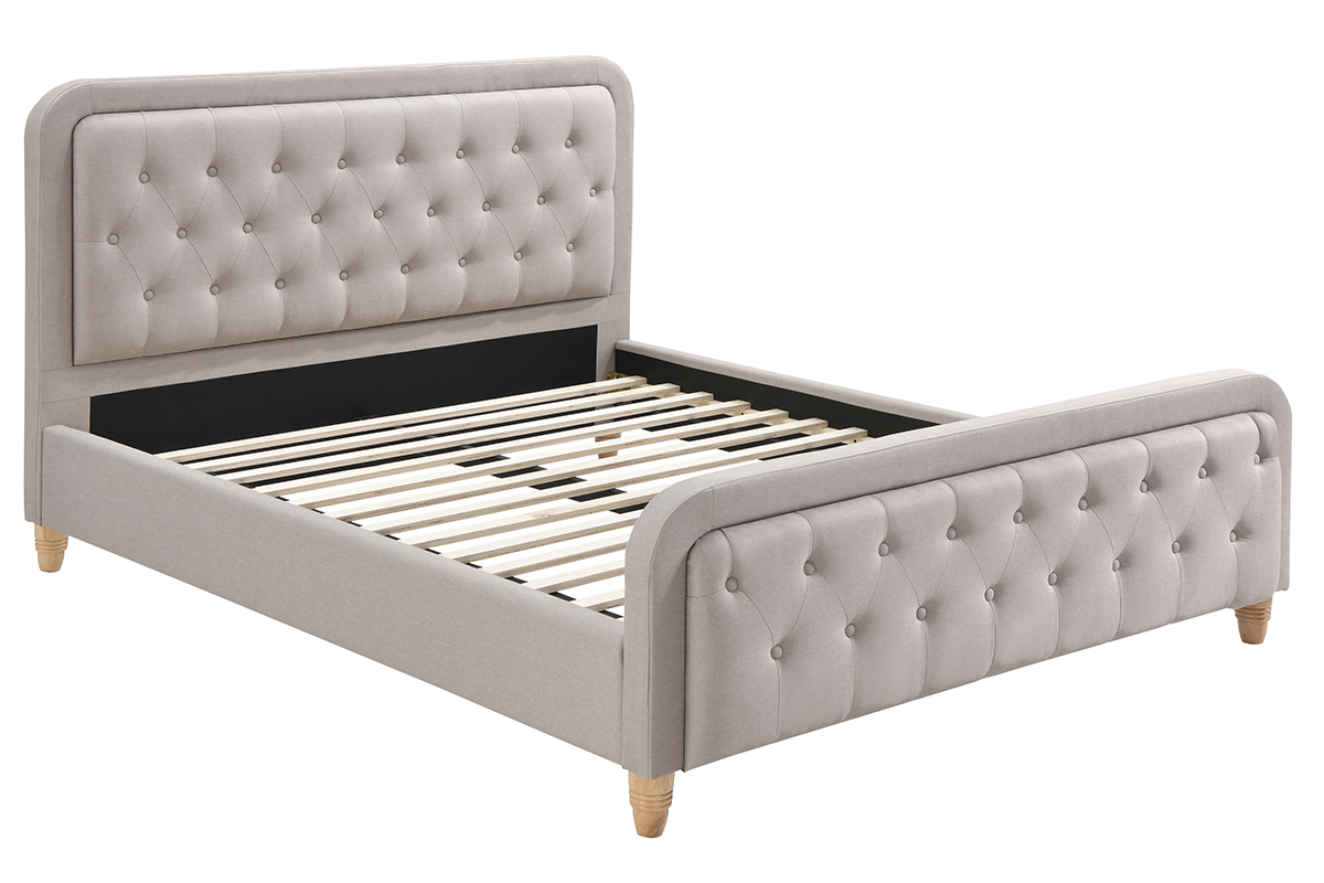 Bett gepolstert Stoff Beige 160 x 200 cm KRISTEN