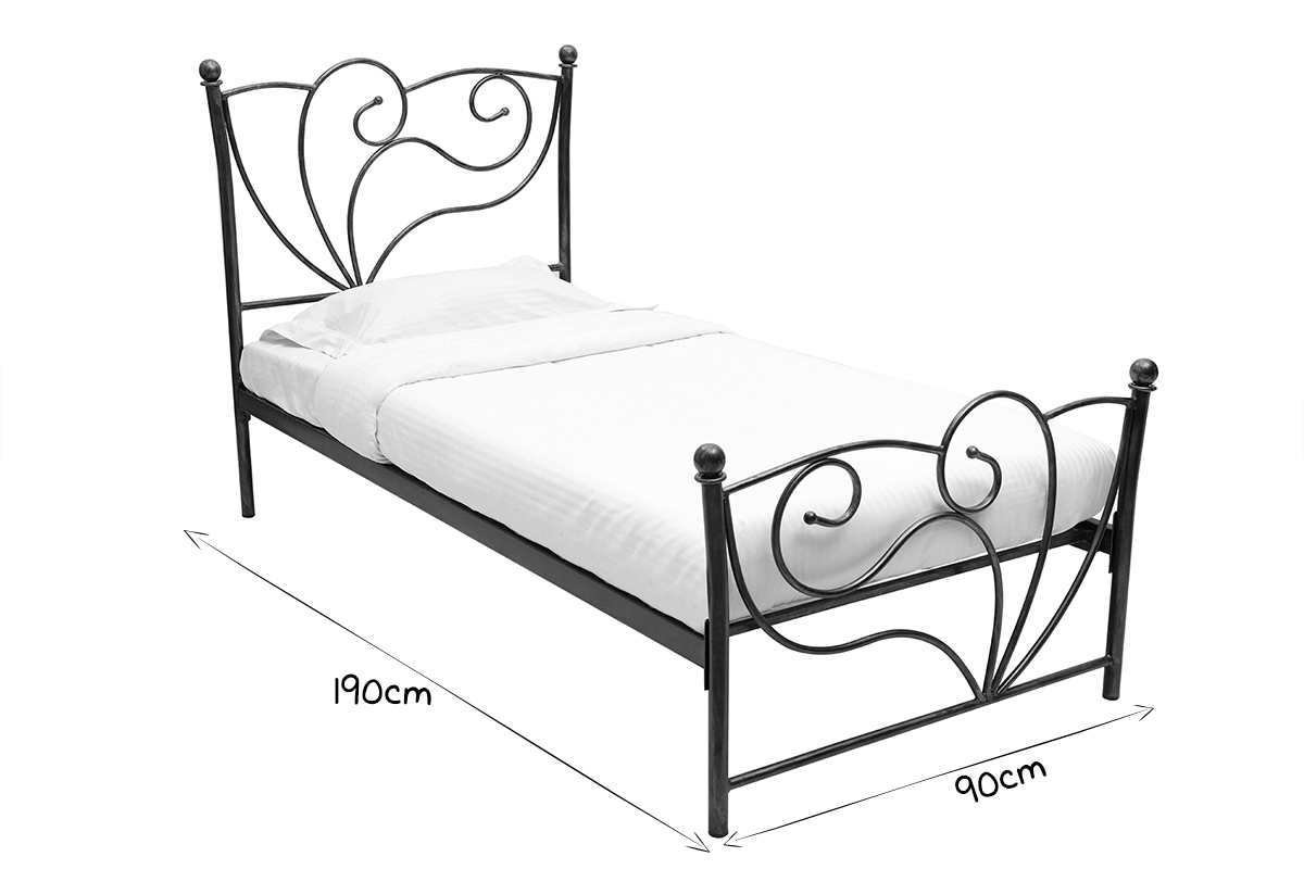 Bett im Barockstil 90x190 VENEZIA Schwarz