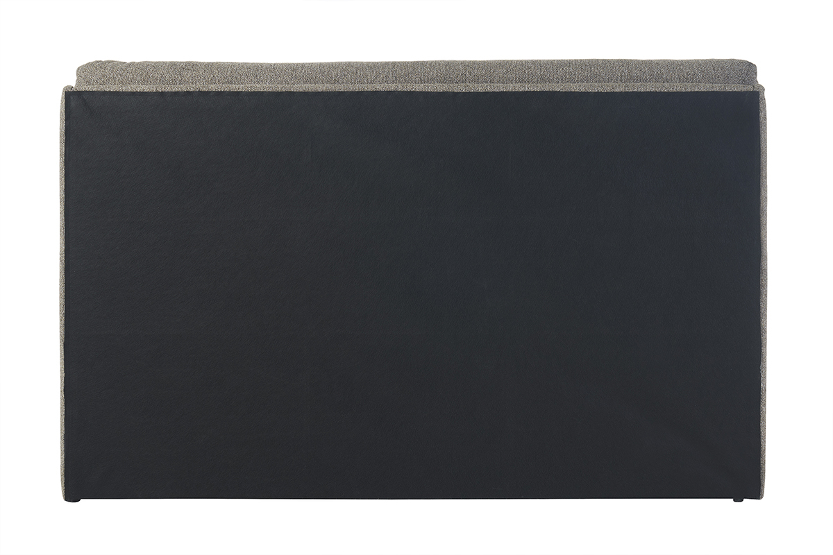Rckansicht des 160x200 cm groen HONO Stauraumbettes fr 2 Personen in taupefarbenem Stoff.