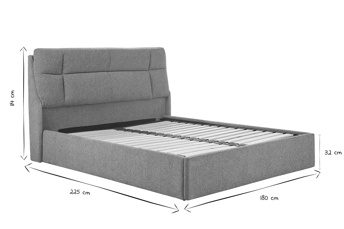 Mae des Bettkastens fr 2 Personen 160x200 cm HONO in Schwarz und Wei, Dreiviertelansicht.