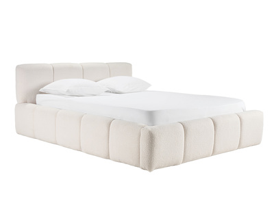 Bett mit Stauraum, Doppelbett 160x200 cm in Boucl&eacute;-Wollstoff MOTTO