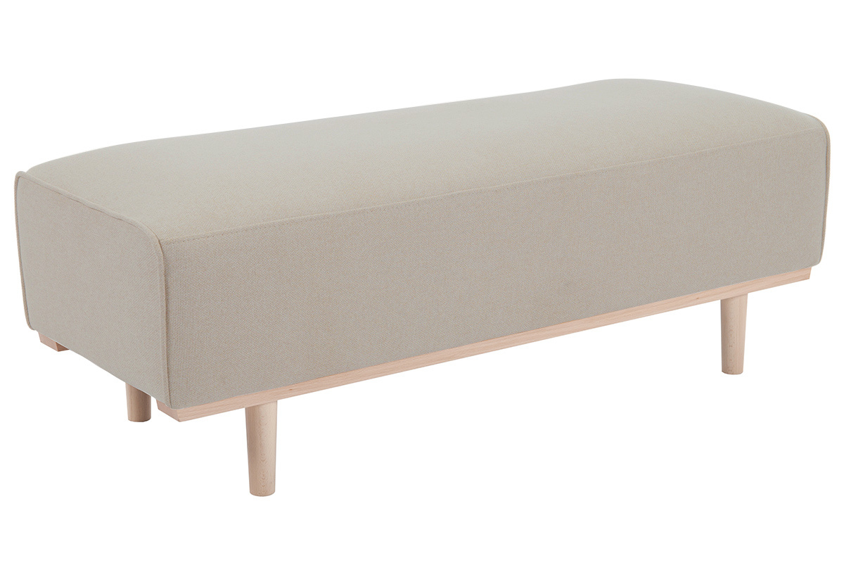 Bettbank aus beigem Stoff und massivem Buchenholz B124 cm MORRIS