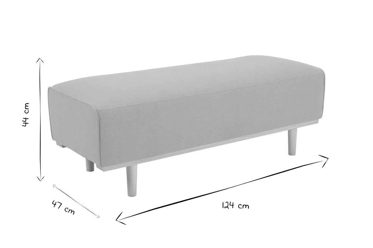 Bettbank aus beigem Stoff und massivem Buchenholz B124 cm MORRIS