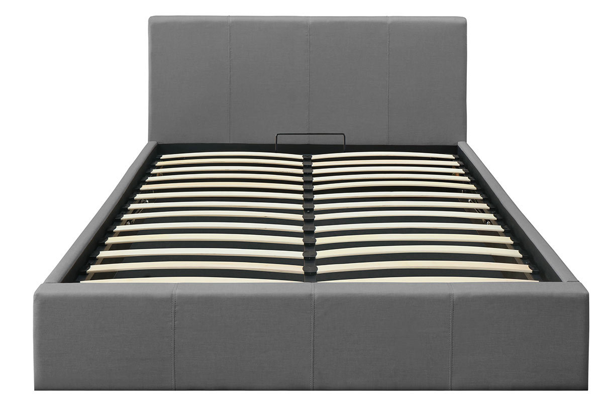 Bettgestell 140x200cm aus hellgrauem Stoff APOLLON