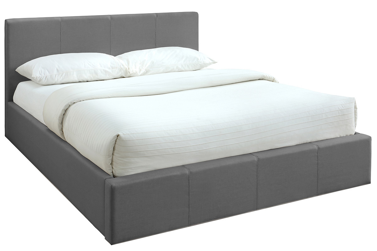 Bettgestell 140x200cm aus hellgrauem Stoff APOLLON