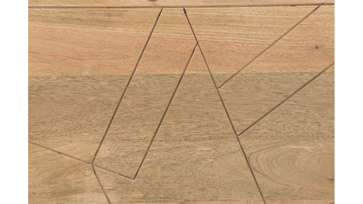 Bettkopfteil aus massivem Mangoholz graviert B165 cm LINIUM