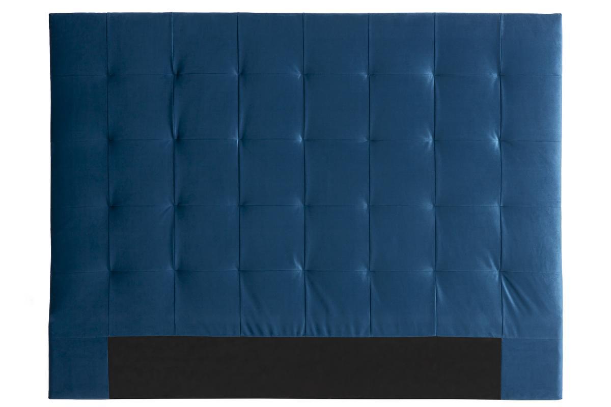 Bettkopfteil aus Samt gepolstert blau petrol 160cm HALCIONA