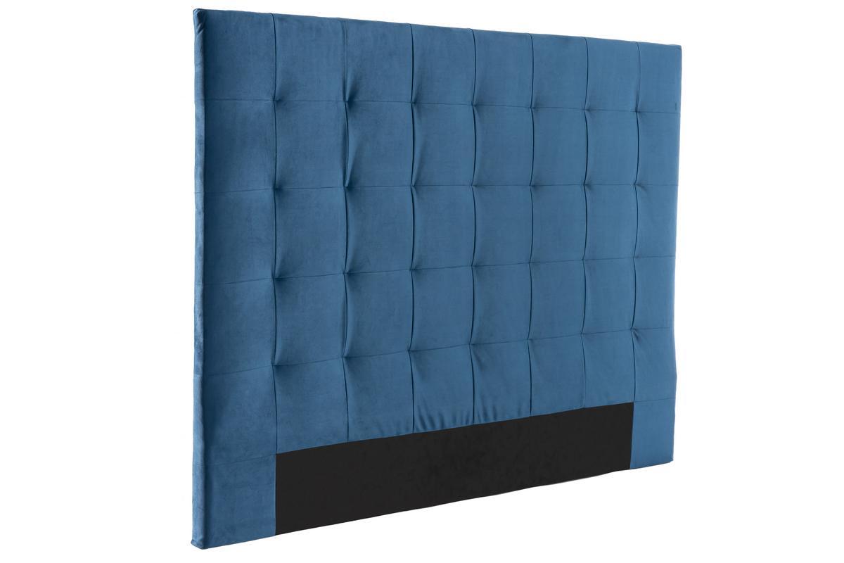 Bettkopfteil aus Samt gepolstert blau petrol 160cm HALCIONA