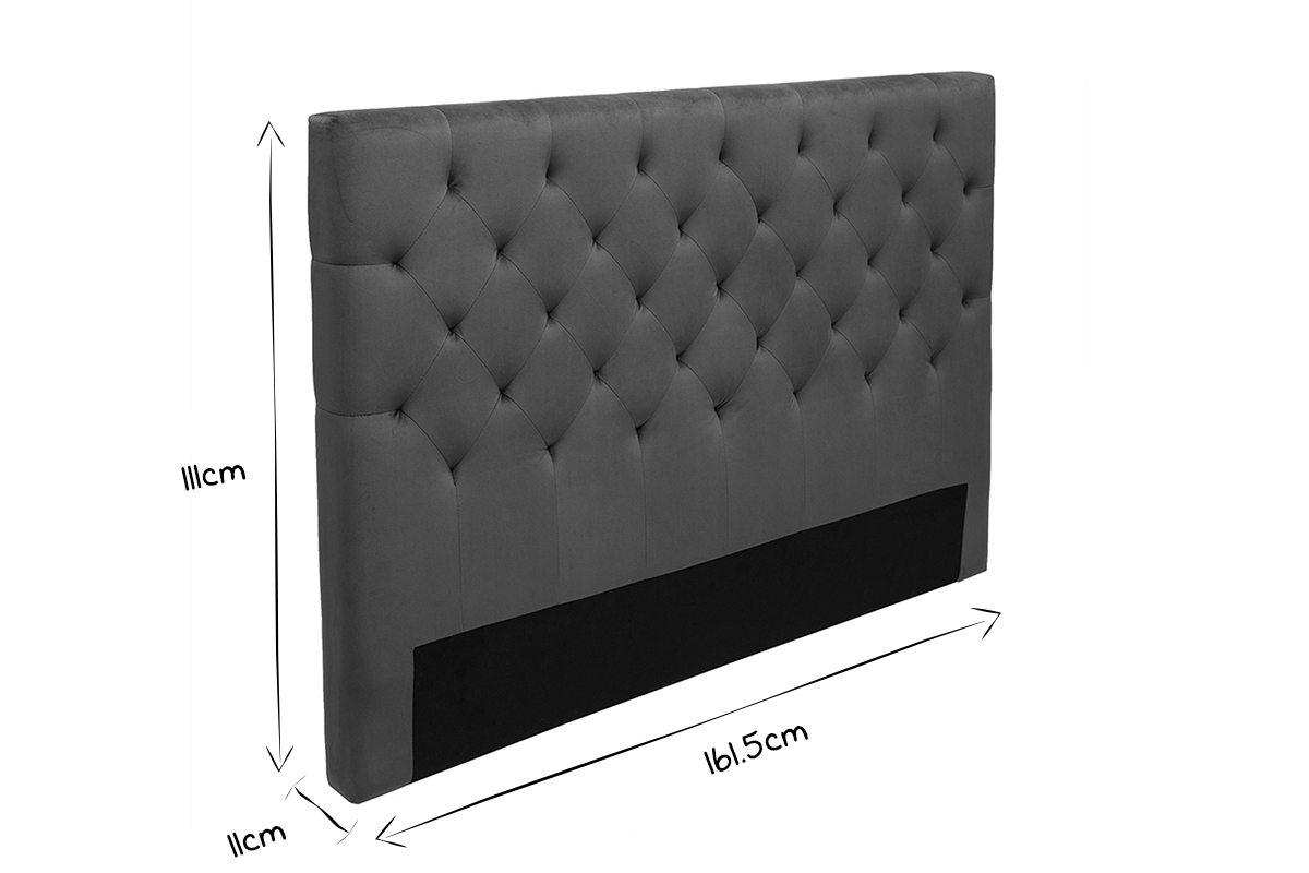 Bettkopfteil gepolstert aus petrolblauem Samt 160 cm ENGUERRAND