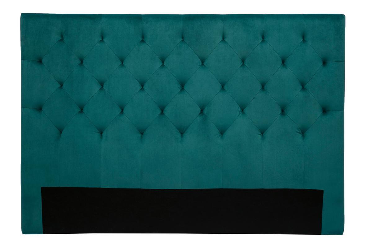 Bettkopfteil gepolstert aus petrolblauem Samt 160 cm ENGUERRAND