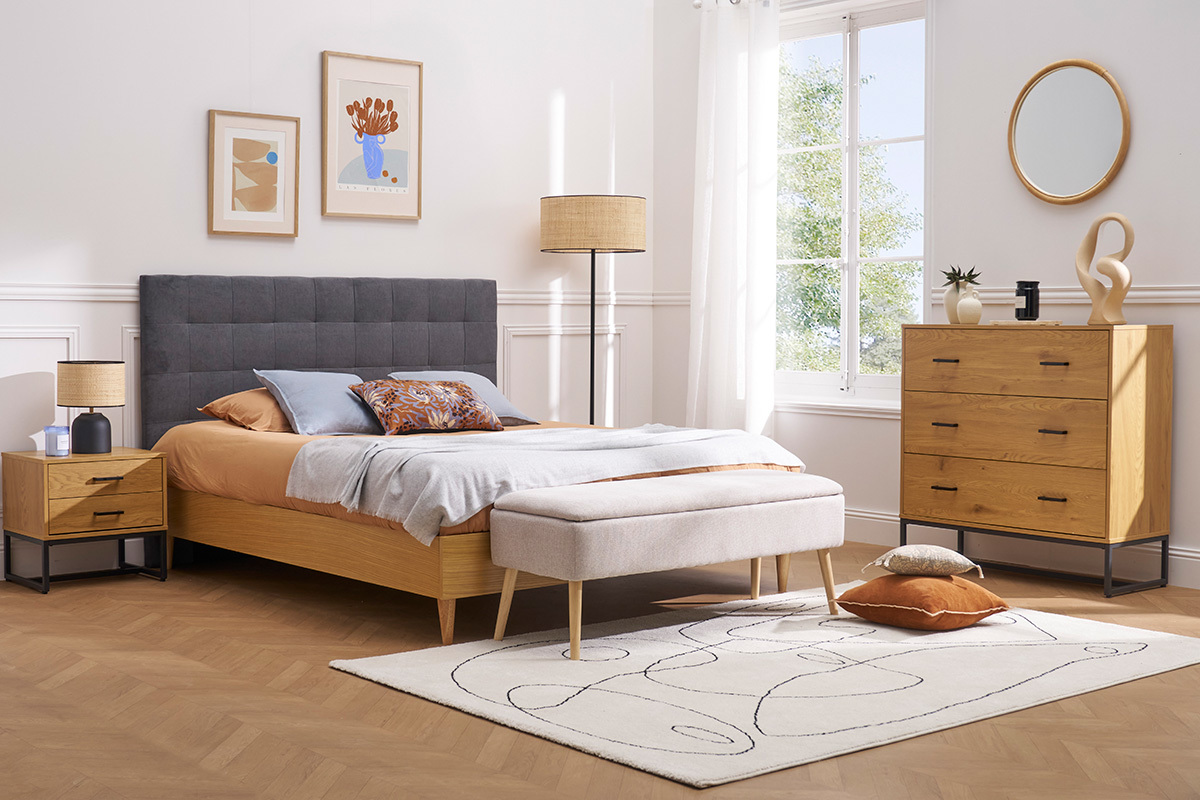 Bettkopfteil gepolstert grauer Stoff 180 cm HALCIONA