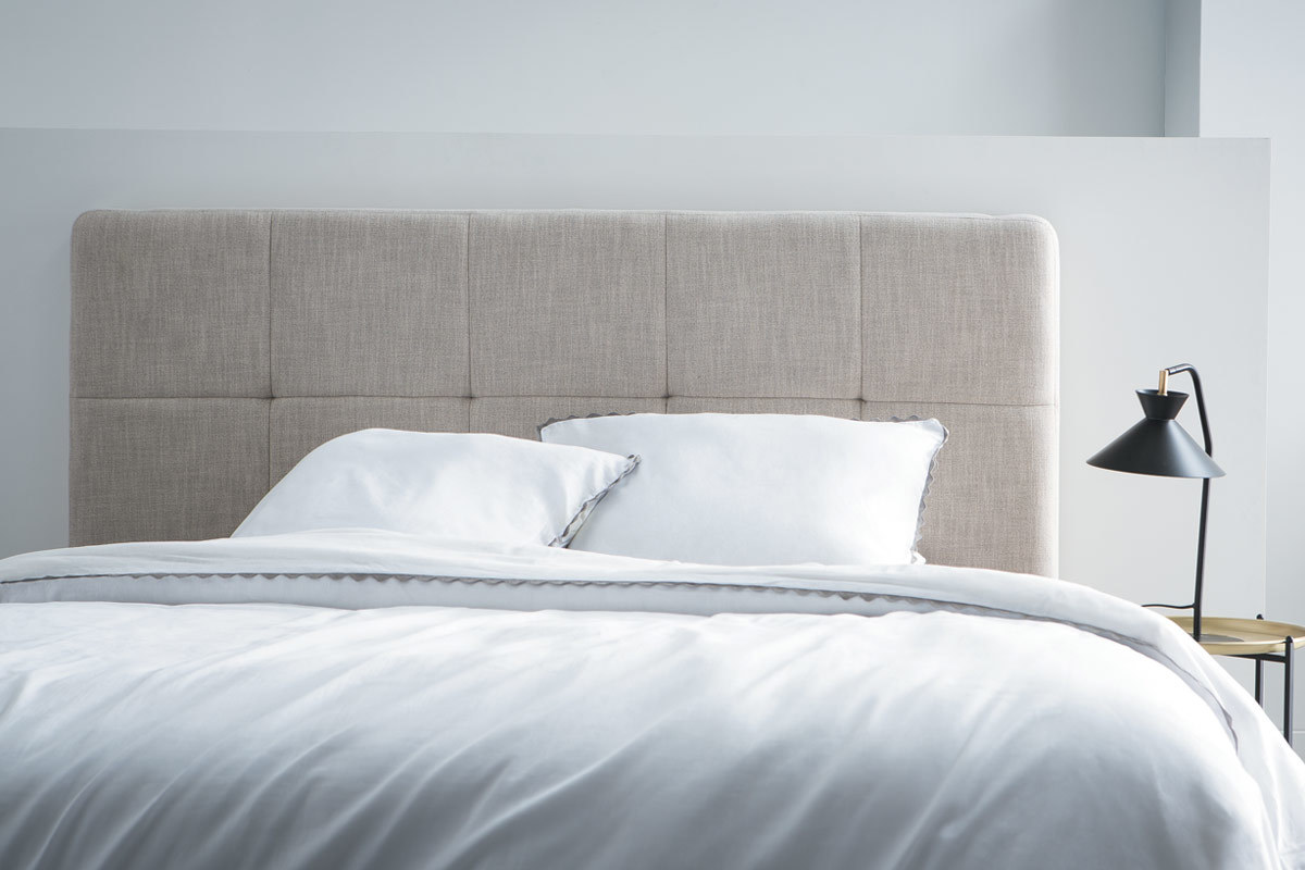 Bettkopfteil, hellgrauer Stoff, 160 cm CLOVIS