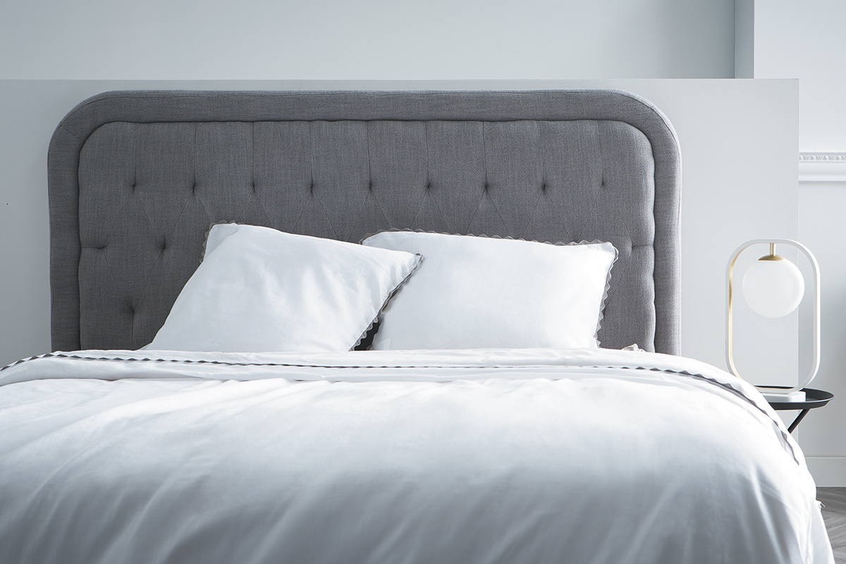 Bettkopfteil, hellgrauer Stoff, 160 cm LOUIS