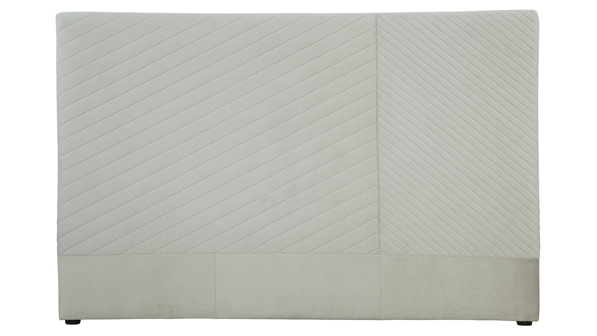Bettkopfteil mit geometrischem Muster in beigem Samt Breite 170 cm RIGA
