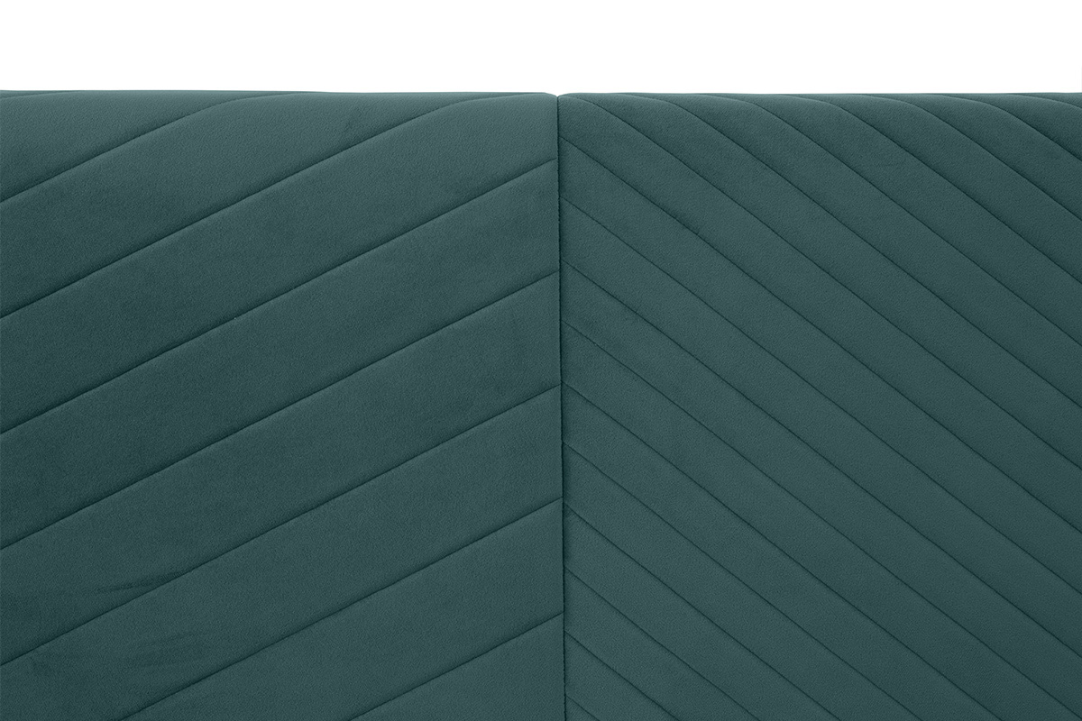 Bettkopfteil mit geometrischem Muster in pfauenblauem Samt Breite 170 cm RIGA