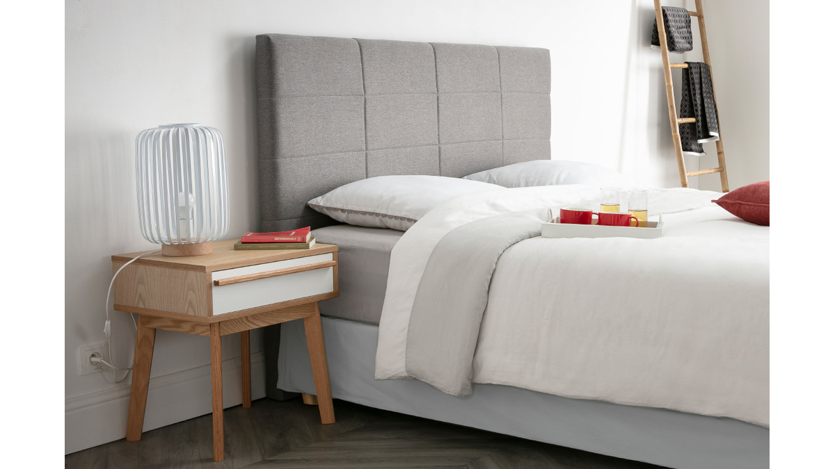 Bettkopfteil modern aus beige-naturfarbenem Stoff 160 cm ANATOLE