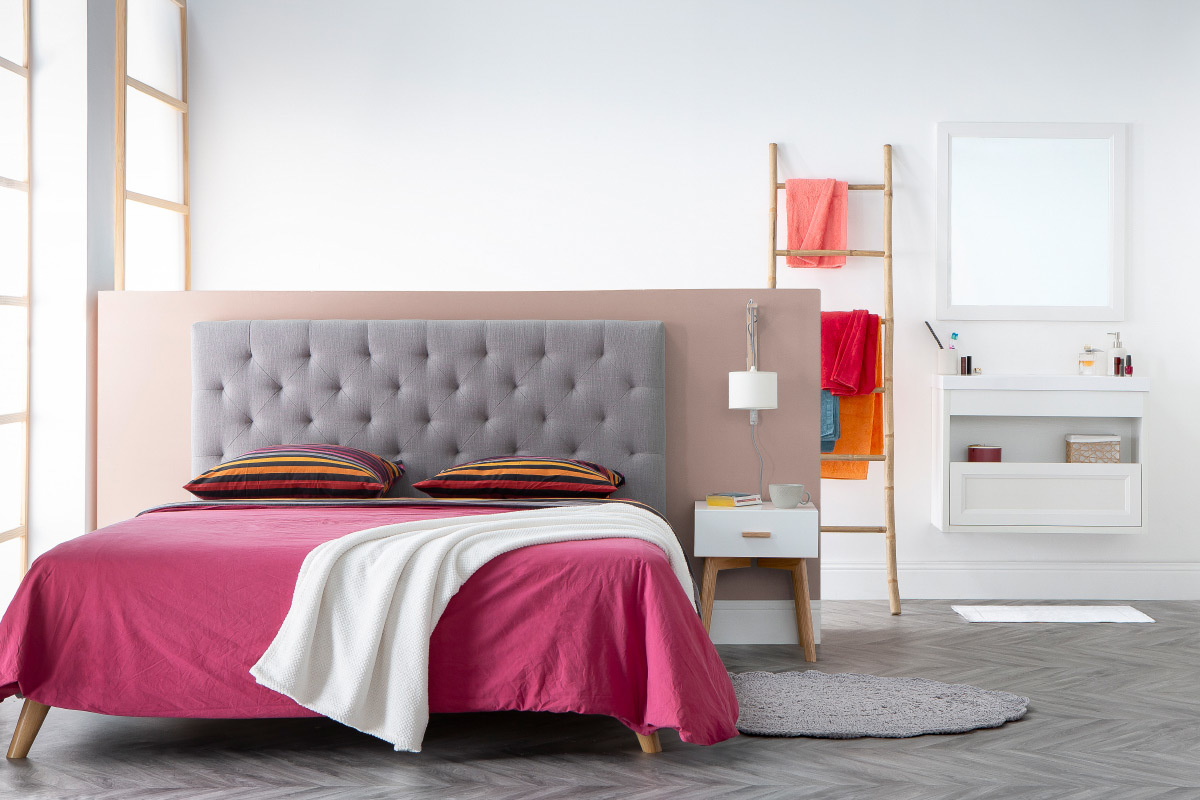 Bettkopfteil, naturfarbener Stoff, 140 cm ENGUERRAND