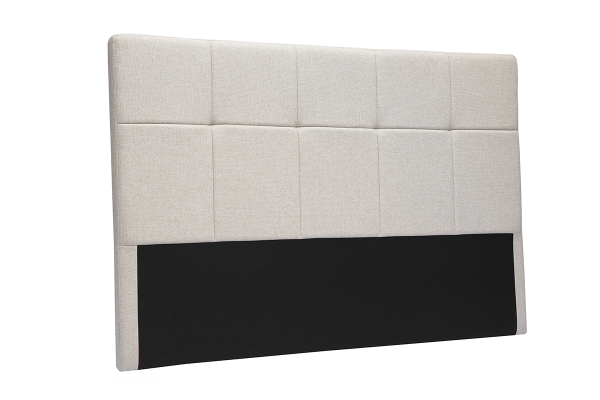 Kopfteil in cremefarbenem Stoff CLOVIS, Kapitonierungseffekt, Ansicht von 3/4.