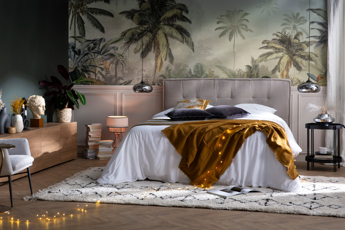 Bettkopfteil Samteffekt Beige 170 cm SUKA
