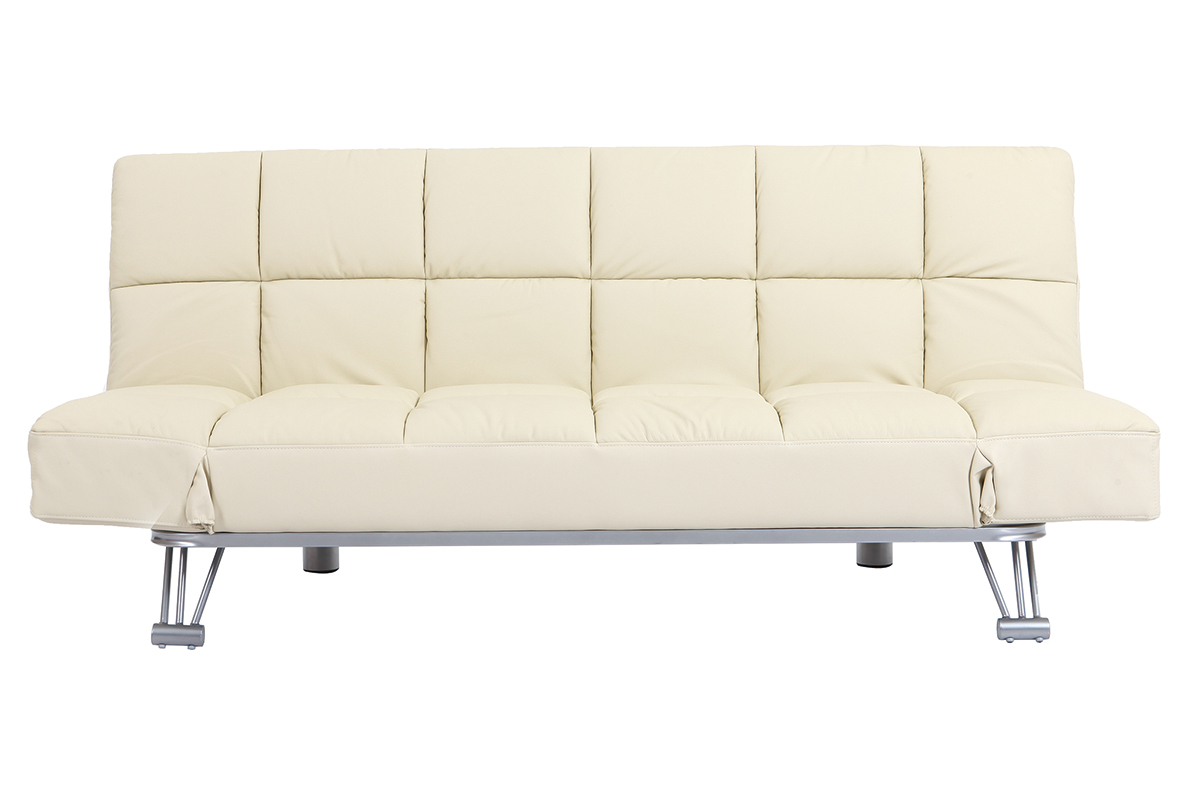 Bettsofa aus beigem Leder mit 3 Sitzpl�tzen Manhatten - Rindsleder
