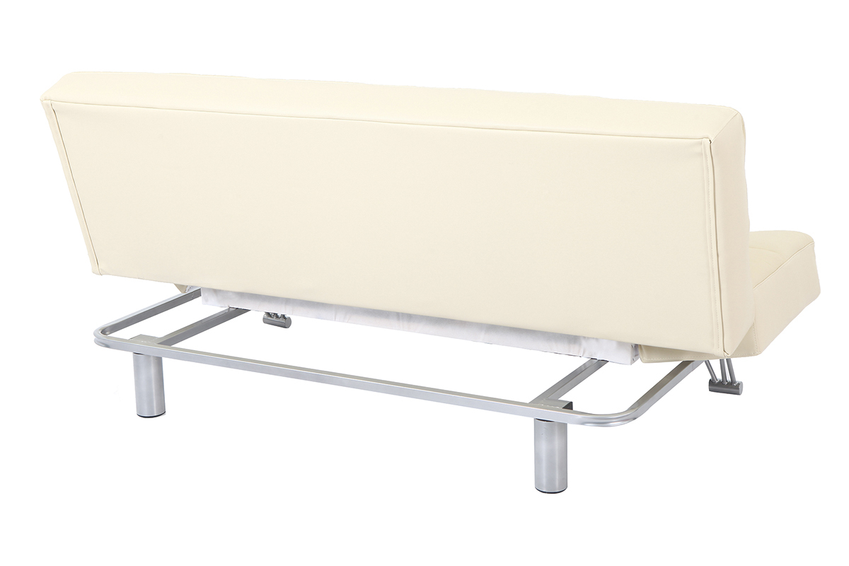 Bettsofa aus beigem Leder mit 3 Sitzpl�tzen Manhatten - Rindsleder