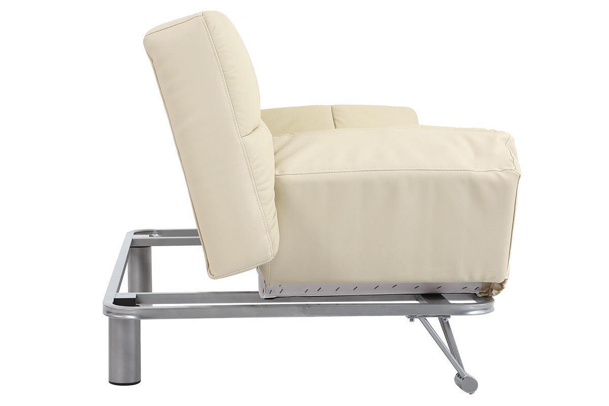 Bettsofa aus beigem Leder mit 3 Sitzpl�tzen Manhatten - Rindsleder