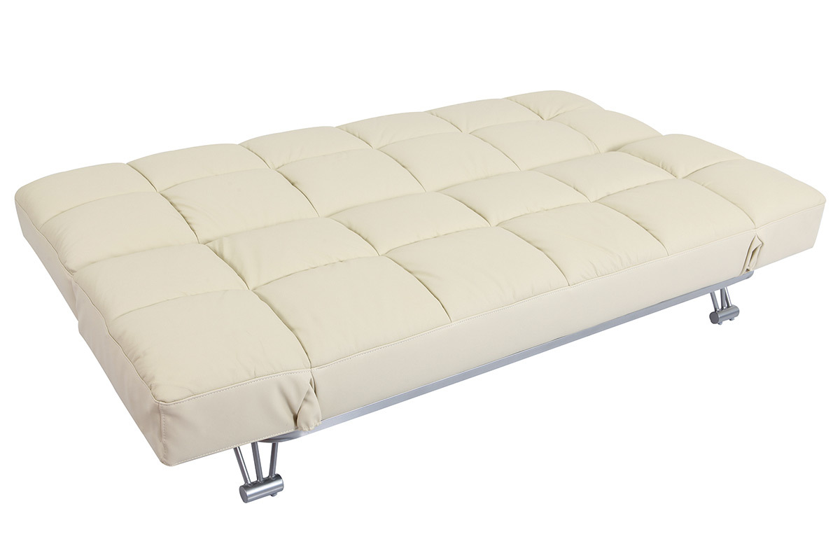 Bettsofa aus beigem Leder mit 3 Sitzpl�tzen Manhatten - Rindsleder
