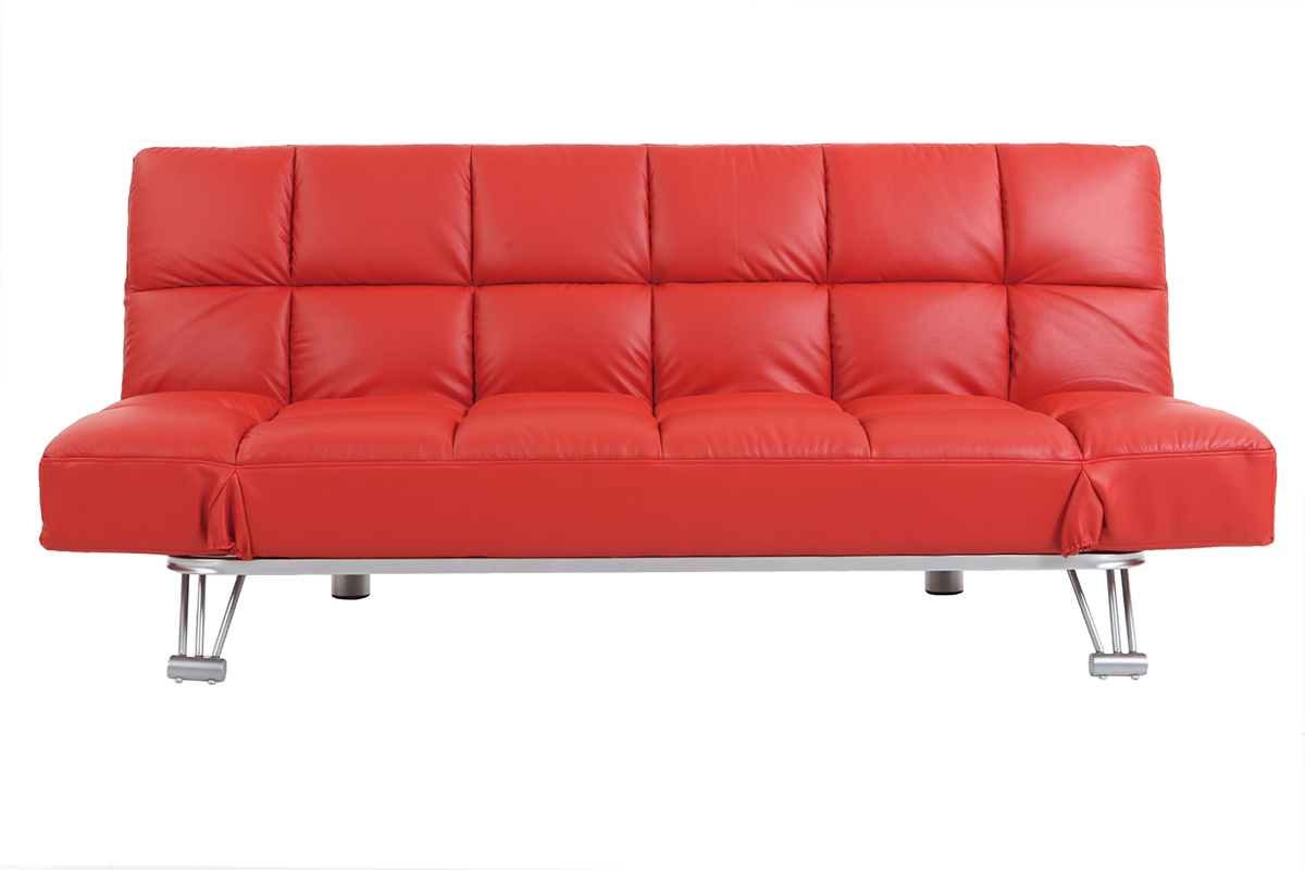 Bettsofa aus rotem Leder mit 3 Sitzpltzen Manhatten - Rindsleder