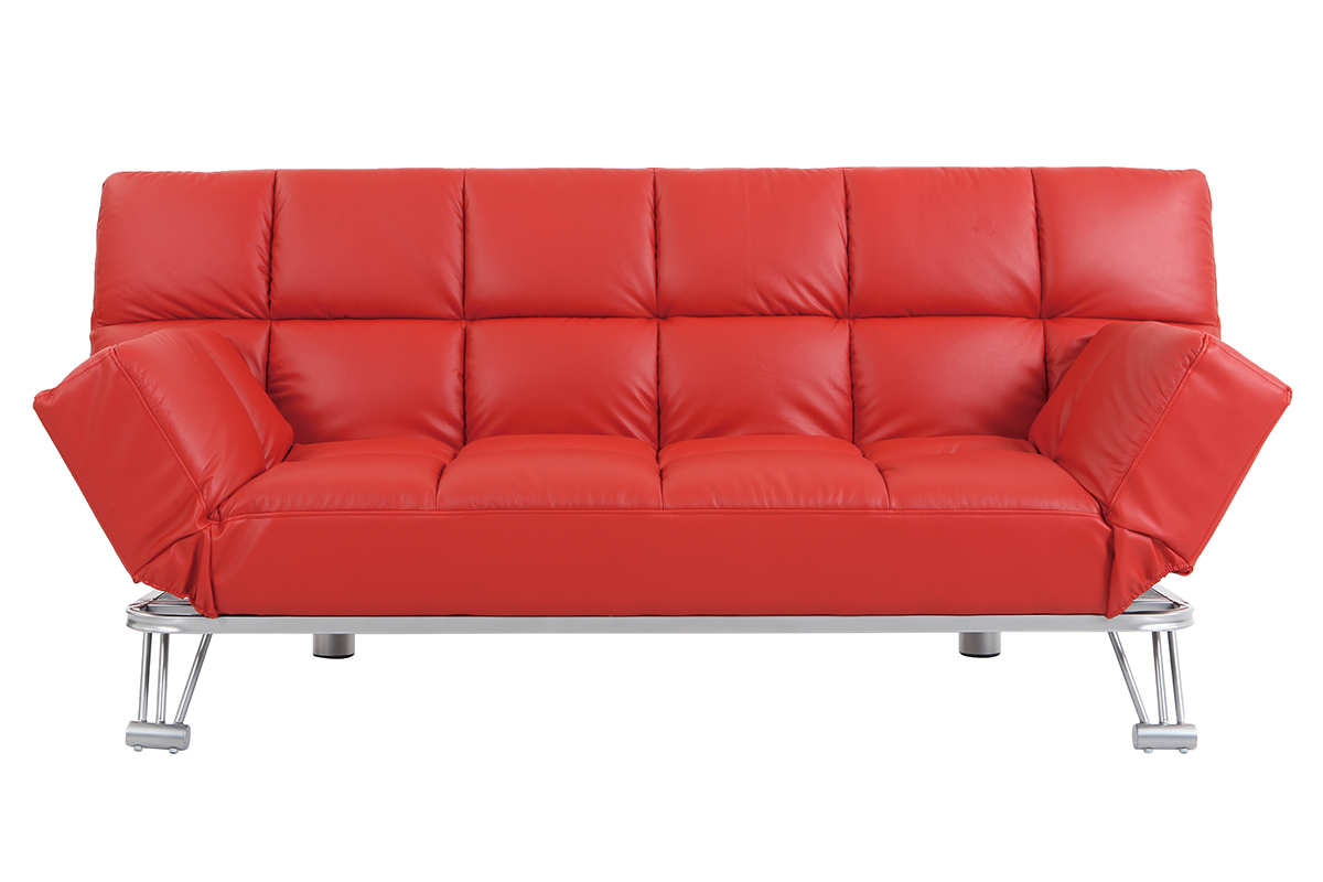Bettsofa aus rotem Leder mit 3 Sitzpltzen Manhatten - Rindsleder