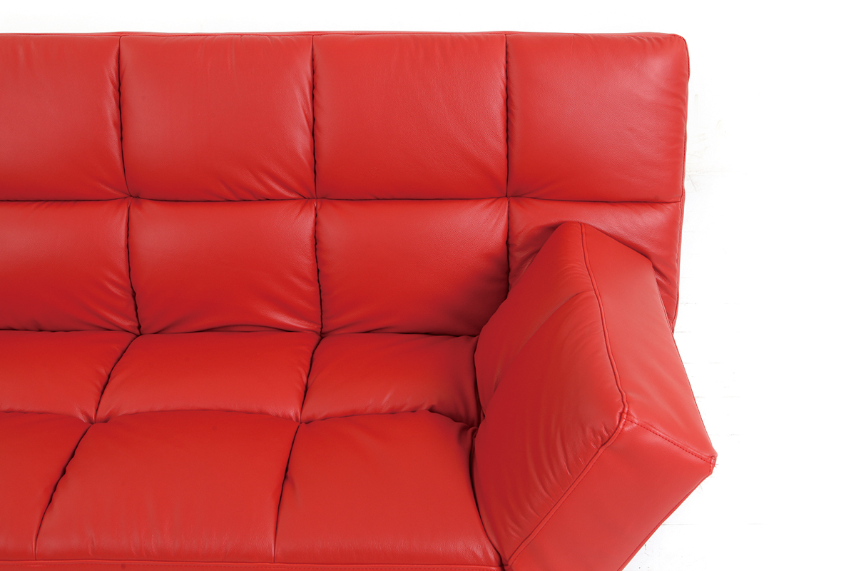 Bettsofa aus rotem Leder mit 3 Sitzpltzen Manhatten - Rindsleder