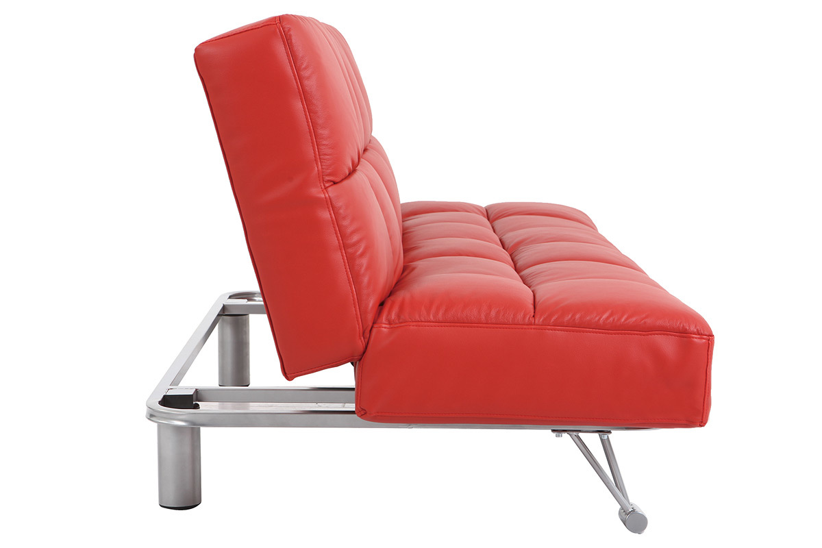 Bettsofa aus rotem Leder mit 3 Sitzpltzen Manhatten - Rindsleder