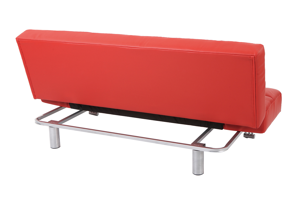 Bettsofa aus rotem Leder mit 3 Sitzpltzen Manhatten - Rindsleder