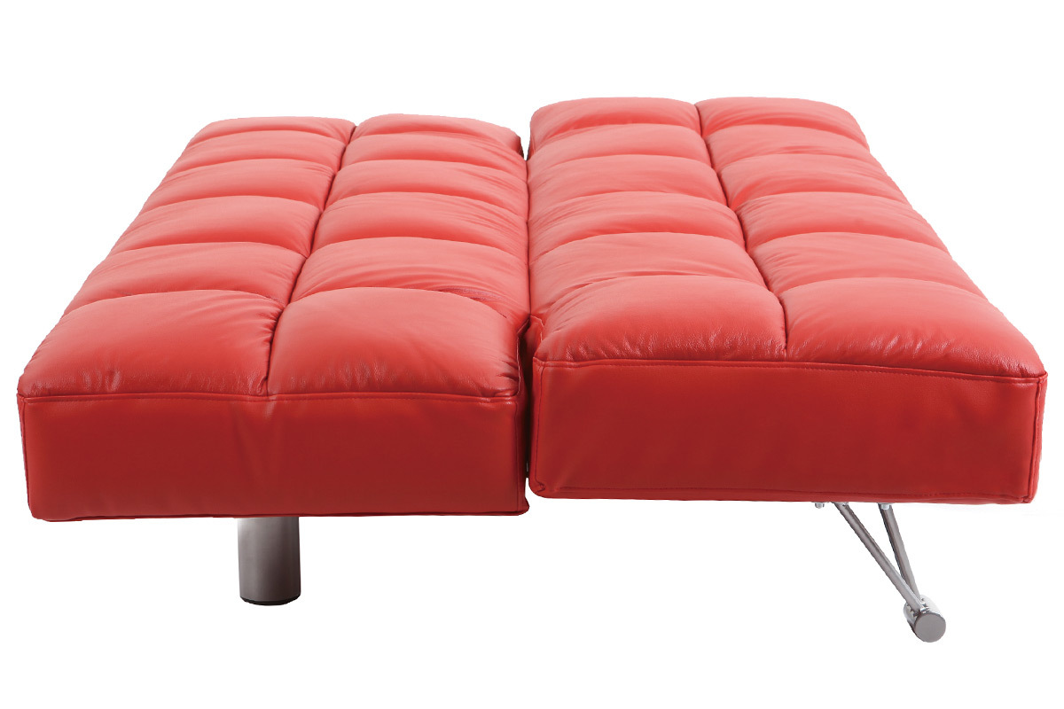 Bettsofa aus rotem Leder mit 3 Sitzpltzen Manhatten - Rindsleder