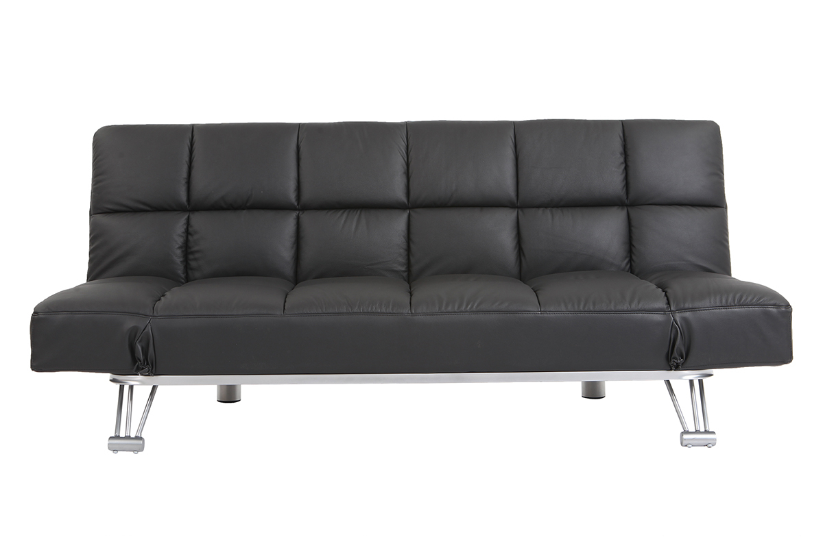 Bettsofa aus schwarzem Leder mit 3 Sitzpltzen Manhatten - Rindsleder