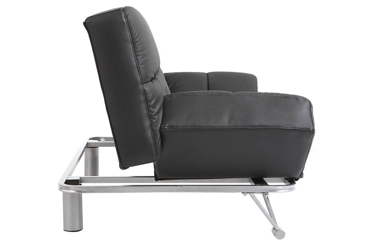 Bettsofa aus schwarzem Leder mit 3 Sitzpltzen Manhatten - Rindsleder