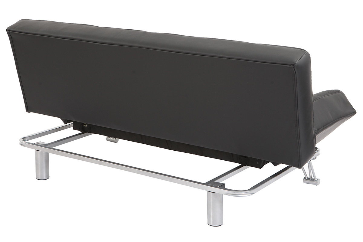 Bettsofa aus schwarzem Leder mit 3 Sitzpltzen Manhatten - Rindsleder
