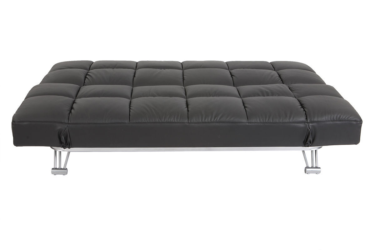 Bettsofa aus schwarzem Leder mit 3 Sitzpltzen Manhatten - Rindsleder