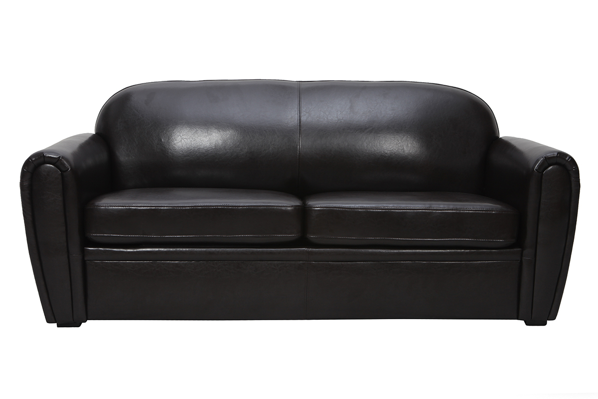 Bettsofa Club aus dunkelbraunem Leder mit 3 Sitzpltzen - Bffelleder