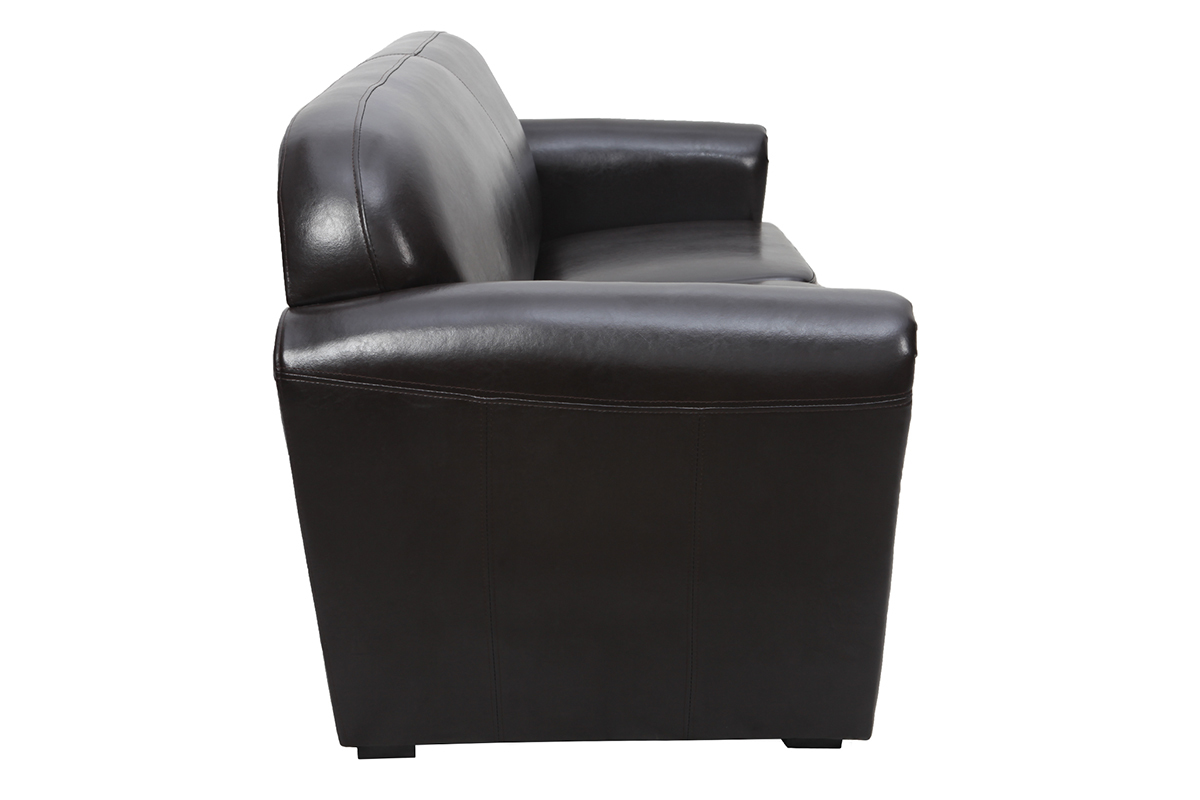 Bettsofa Club aus dunkelbraunem Leder mit 3 Sitzpltzen - Bffelleder
