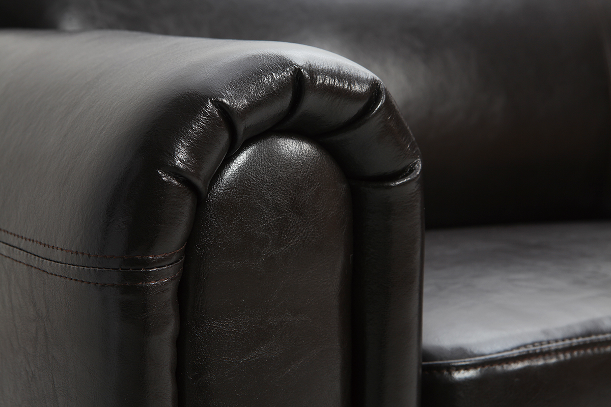 Bettsofa Club aus dunkelbraunem Leder mit 3 Sitzpltzen - Bffelleder