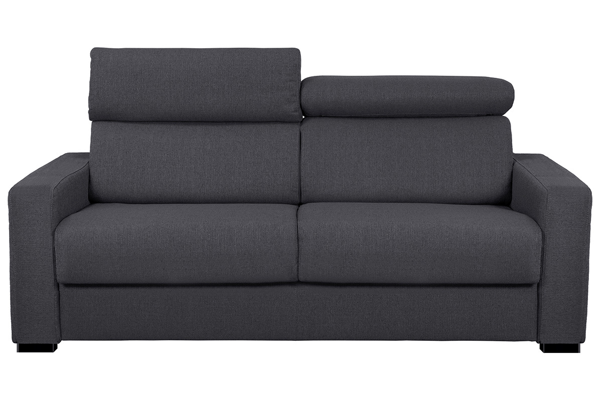 Bettsofa mit verstellbarer Kopfsttze aus anthrazitgrauem Samt NORO