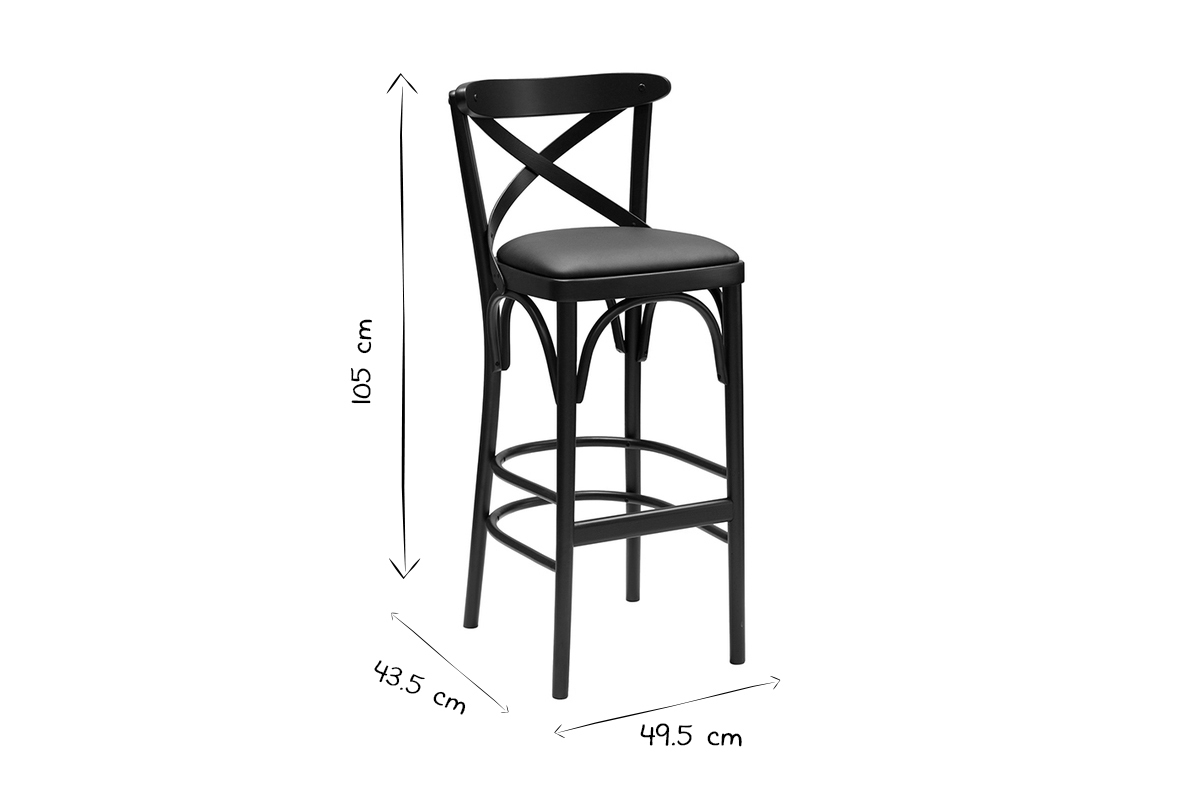 Bistro Barhocker Buche massiv schwarz H75 MARCEL