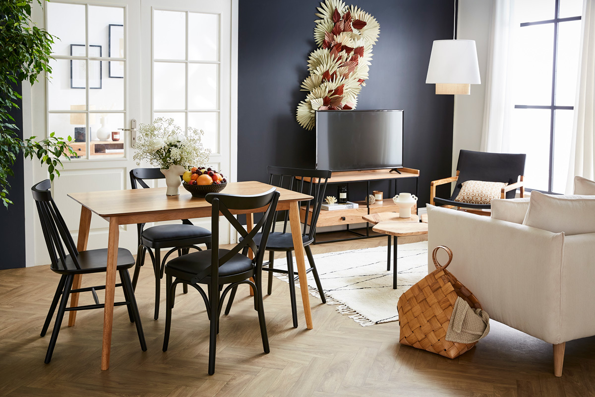 Bistro-Sthle aus schwarzem Holz (2er-Set) MARCEL